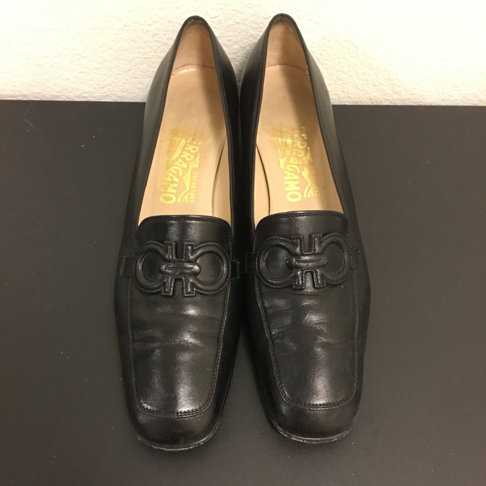 Ferragamo Womens Slip On Loafer Black 9 Narrow AA
